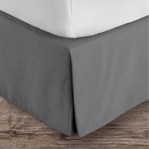 Bare Home Bed Skirt Elegant California King Gray EUC Center + Corner Pleats 15in